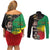 Haile Selassie Couples Matching Off Shoulder Short Dress and Long Sleeve Button Shirt Lion Of Judah Ethiopia Rastafari