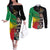 Haile Selassie Couples Matching Off The Shoulder Long Sleeve Dress and Long Sleeve Button Shirt Lion Of Judah Ethiopia Rastafari