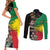 Haile Selassie Couples Matching Short Sleeve Bodycon Dress and Long Sleeve Button Shirt Lion Of Judah Ethiopia Rastafari