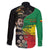 Haile Selassie Family Matching Off The Shoulder Long Sleeve Dress and Hawaiian Shirt Lion Of Judah Ethiopia Rastafari