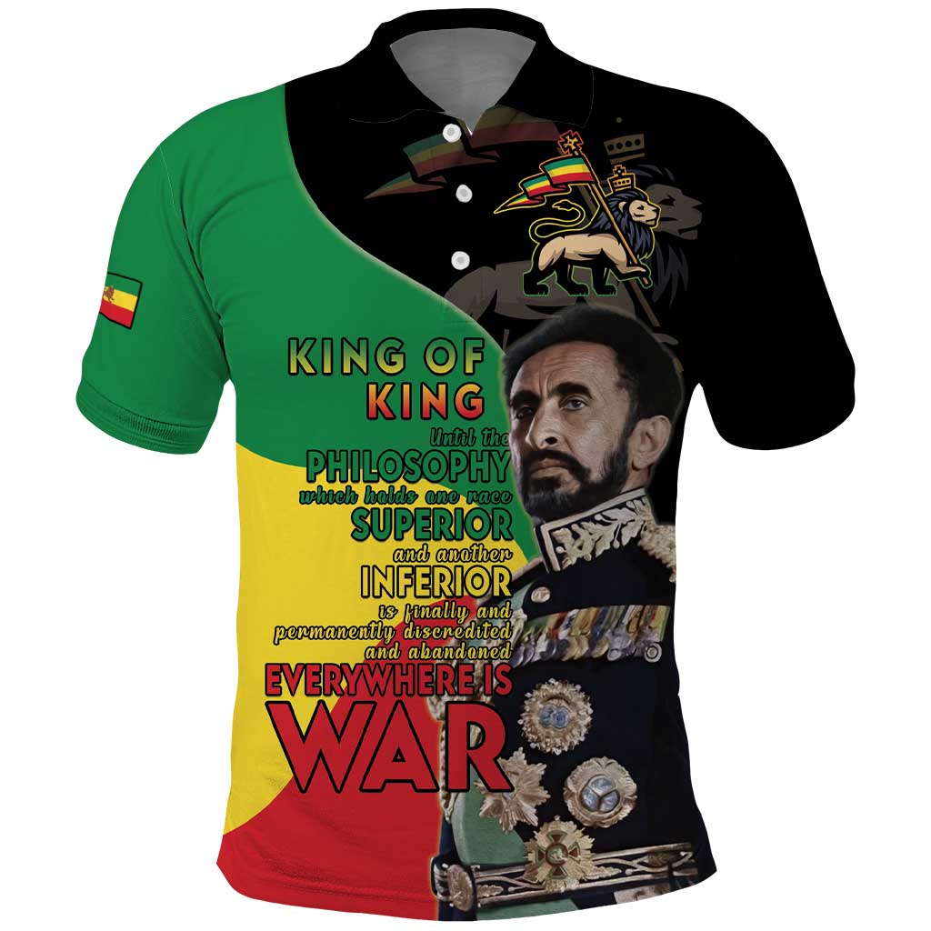 Haile Selassie Polo Shirt Lion Of Judah Ethiopia Rastafari