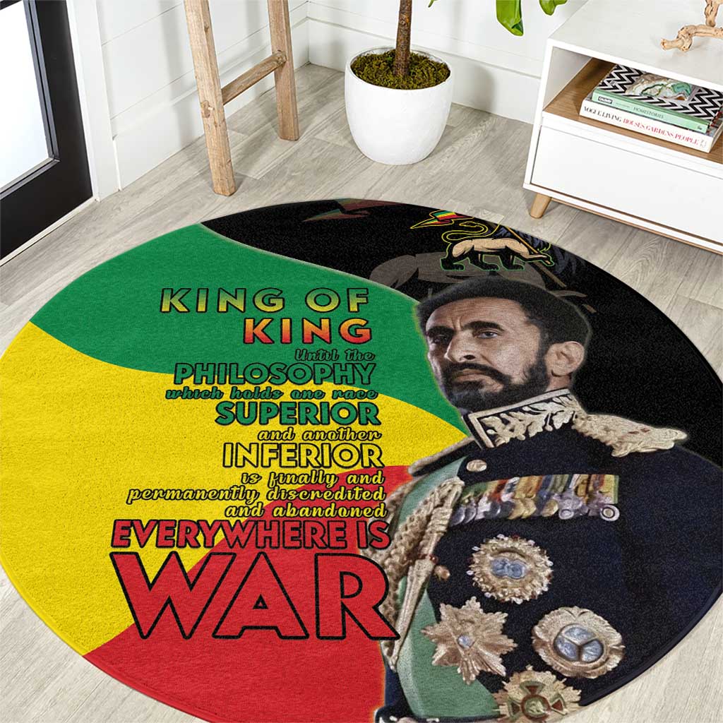 Haile Selassie Round Carpet Lion Of Judah Ethiopia Rastafari