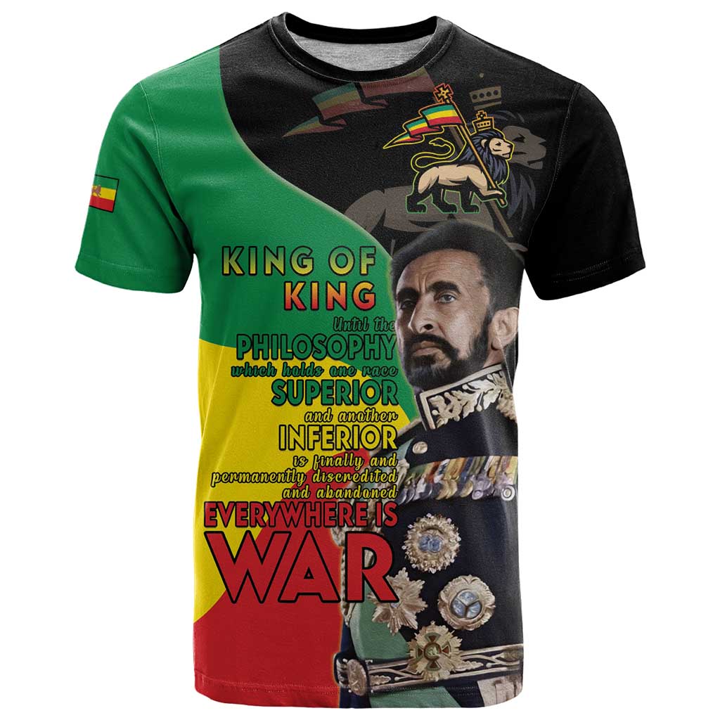 Haile Selassie T Shirt Lion Of Judah Ethiopia Rastafari