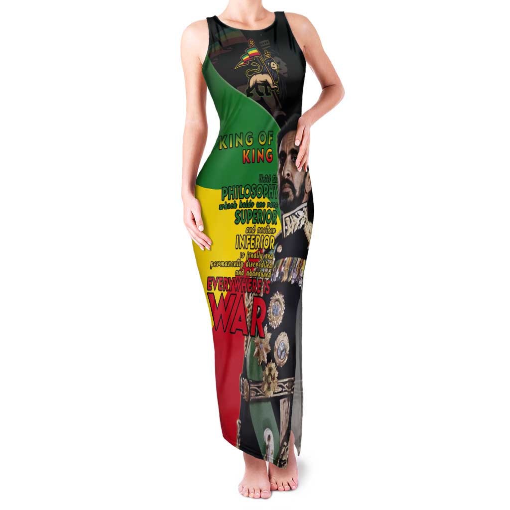 Haile Selassie Tank Maxi Dress Lion Of Judah Ethiopia Rastafari