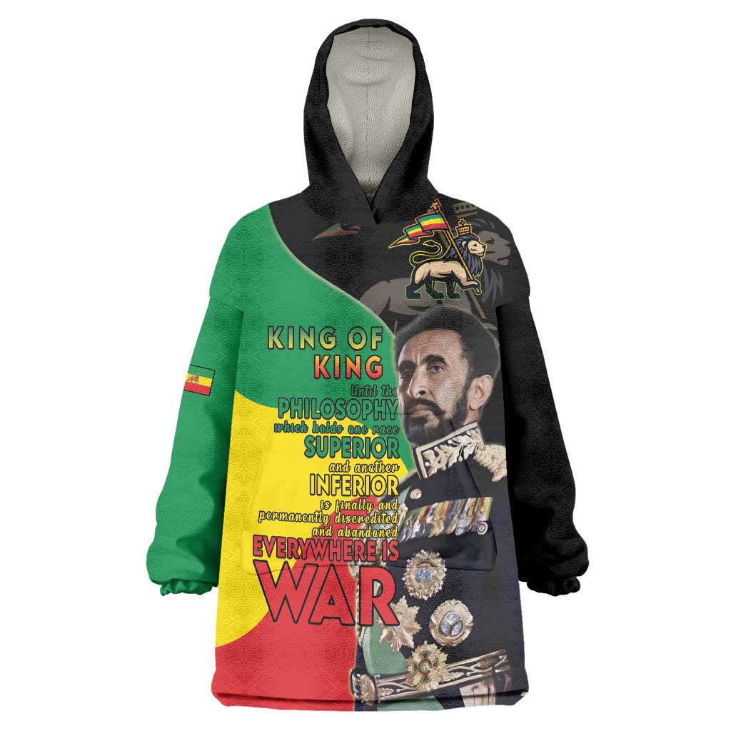 Haile Selassie Wearable Blanket Hoodie Lion Of Judah Ethiopia Rastafari