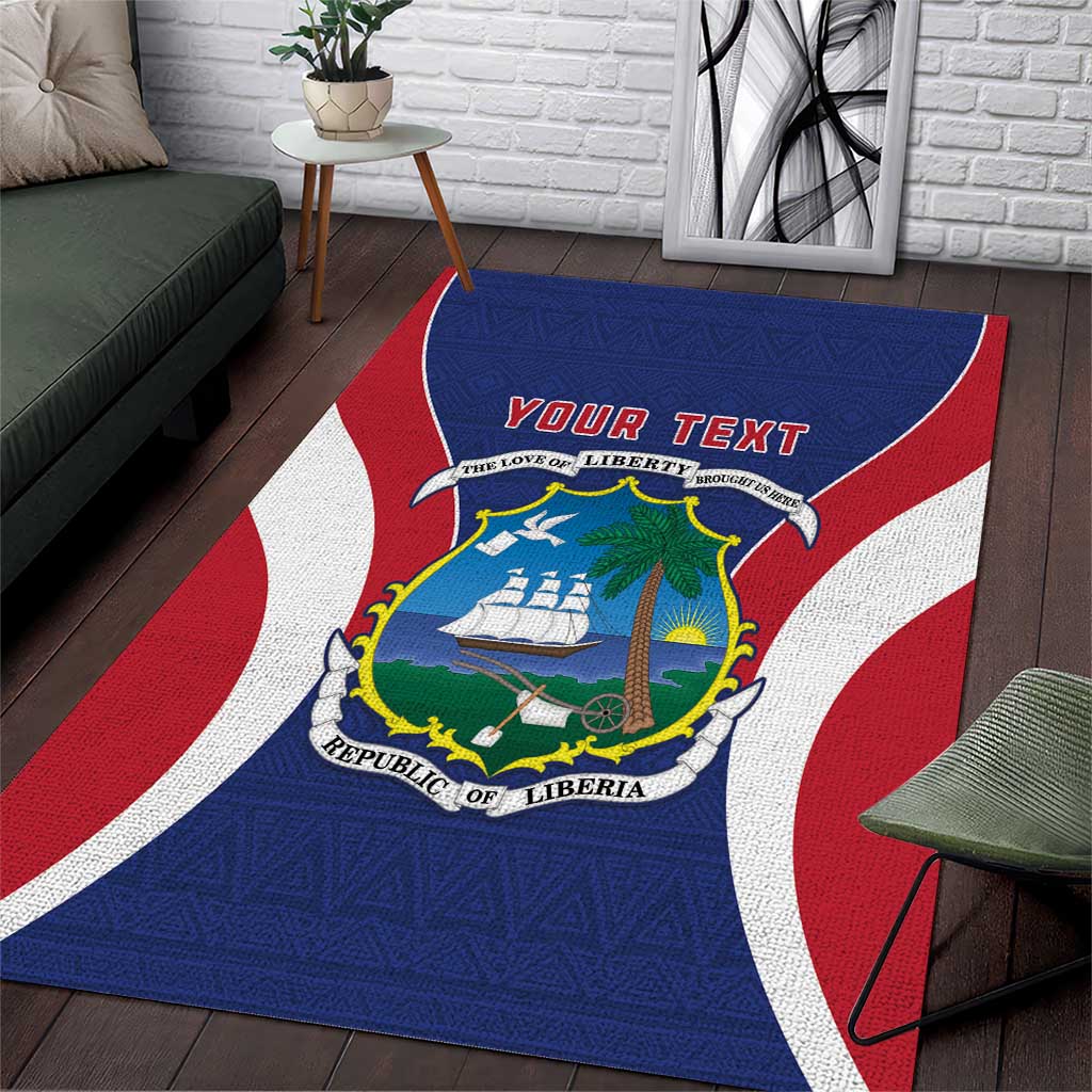 Personalised Liberia Area Rug Coat Of Arms With Flag Map