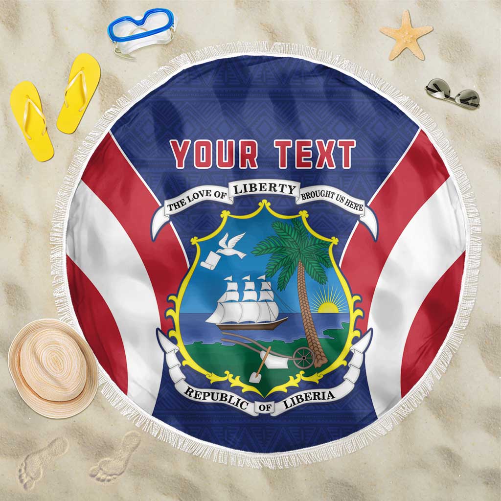 Personalised Liberia Beach Blanket Coat Of Arms With Flag Map