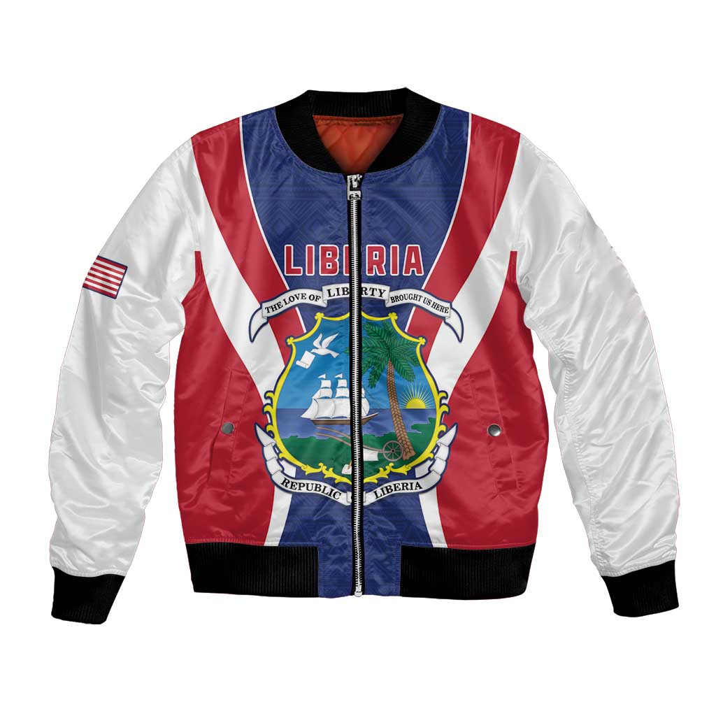 Personalised Liberia Bomber Jacket Coat Of Arms With Flag Map