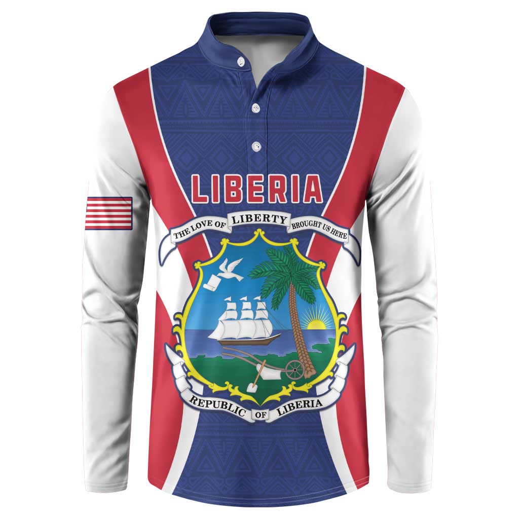 Personalised Liberia Button Sweatshirt Coat Of Arms With Flag Map