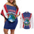 Personalised Liberia Couples Matching Off Shoulder Short Dress and Long Sleeve Button Shirt Coat Of Arms With Flag Map