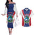 Personalised Liberia Couples Matching Off The Shoulder Long Sleeve Dress and Hawaiian Shirt Coat Of Arms With Flag Map