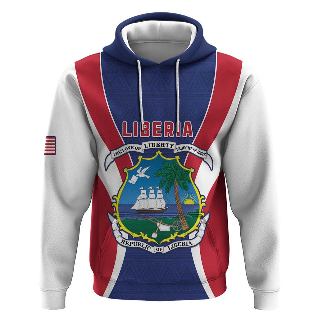 Personalised Liberia Hoodie Coat Of Arms With Flag Map