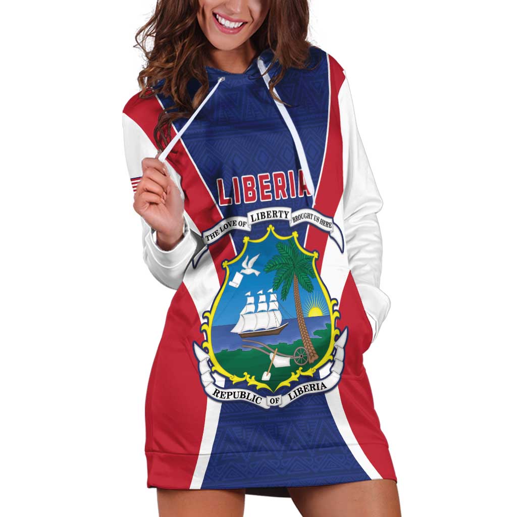 Personalised Liberia Hoodie Dress Coat Of Arms With Flag Map