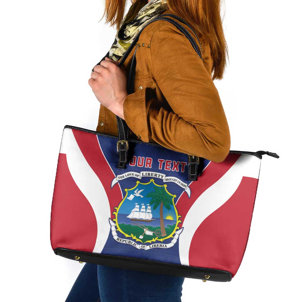 Personalised Liberia Leather Tote Bag Coat Of Arms With Flag Map