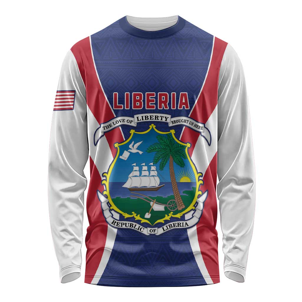 Personalised Liberia Long Sleeve Shirt Coat Of Arms With Flag Map