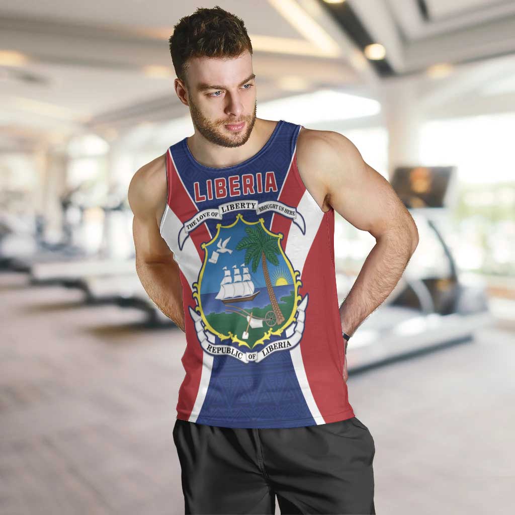 Personalised Liberia Men Tank Top Coat Of Arms With Flag Map