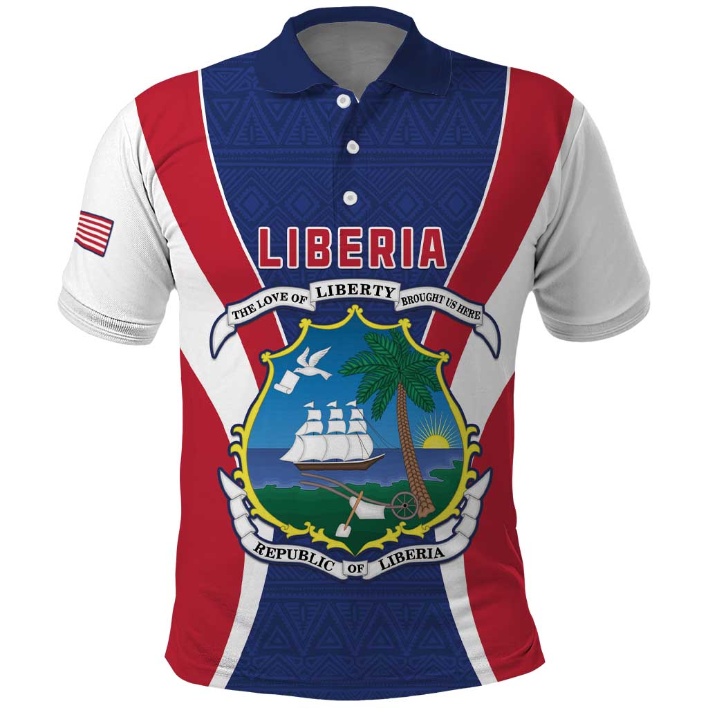 Personalised Liberia Polo Shirt Coat Of Arms With Flag Map