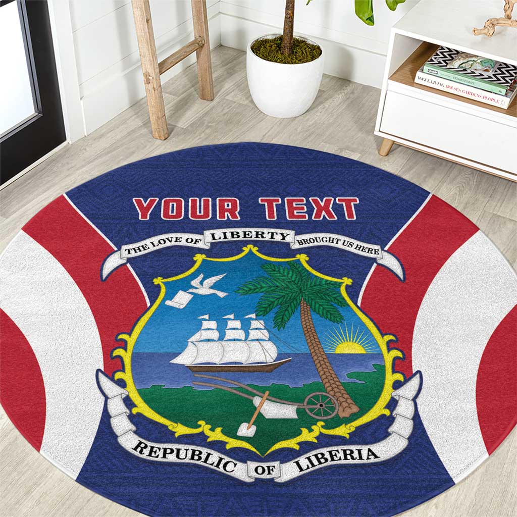 Personalised Liberia Round Carpet Coat Of Arms With Flag Map