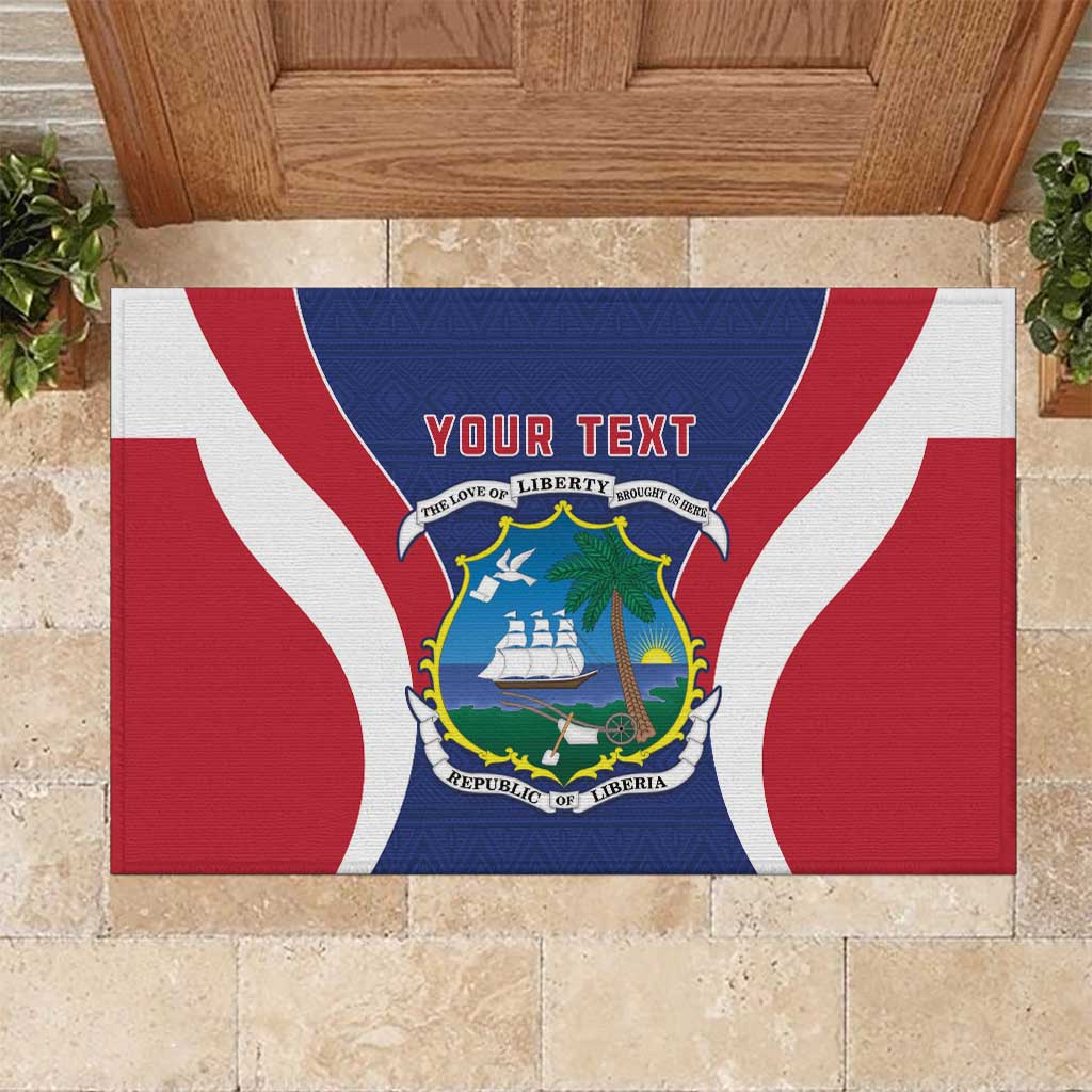 Personalised Liberia Rubber Doormat Coat Of Arms With Flag Map