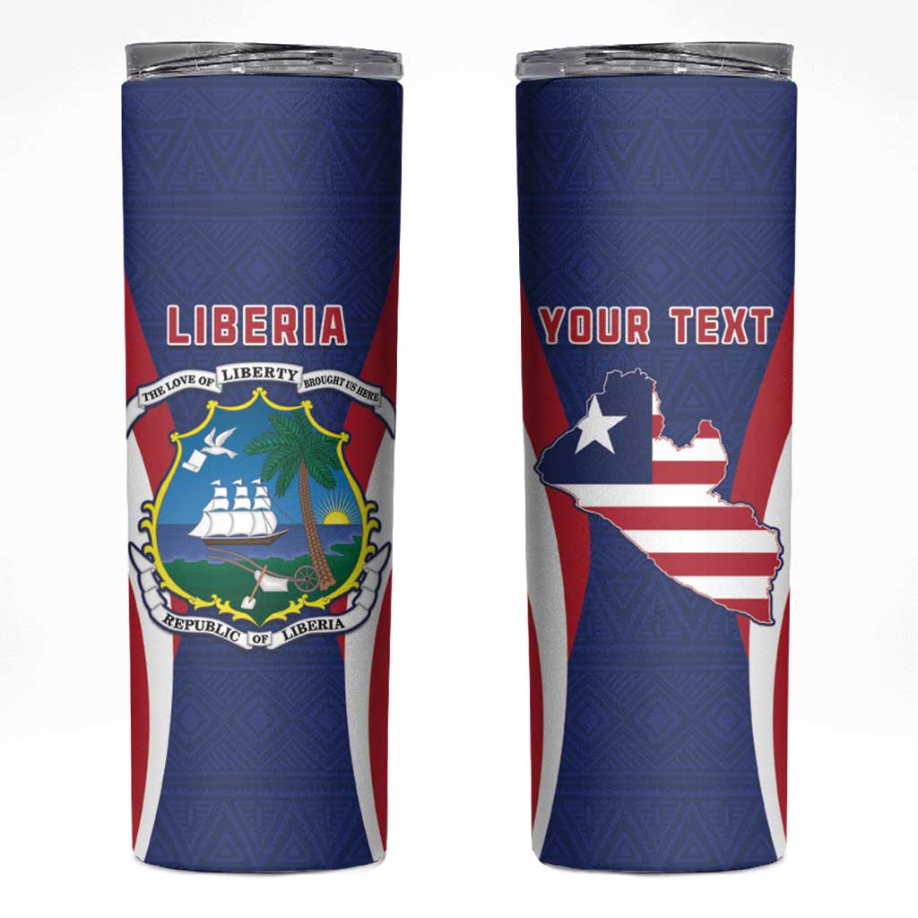 Personalised Liberia Skinny Tumbler Coat Of Arms With Flag Map