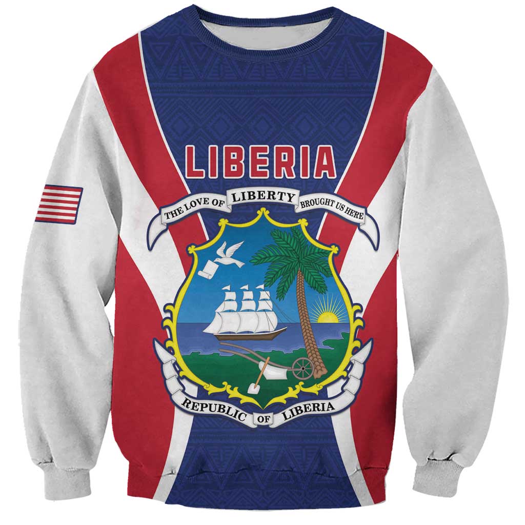 Personalised Liberia Sweatshirt Coat Of Arms With Flag Map