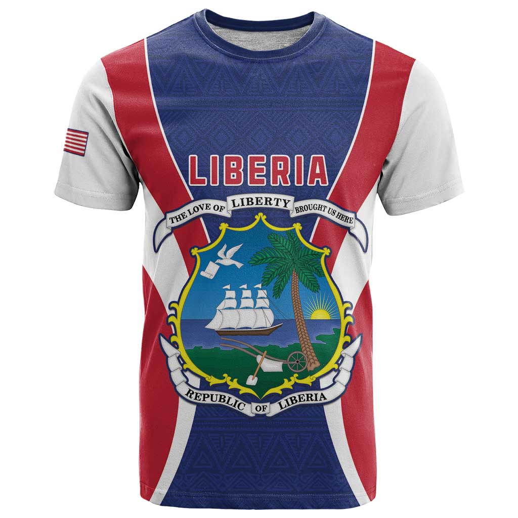 Personalised Liberia T Shirt Coat Of Arms With Flag Map