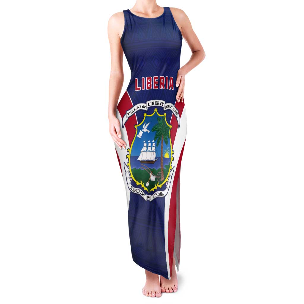 Personalised Liberia Tank Maxi Dress Coat Of Arms With Flag Map