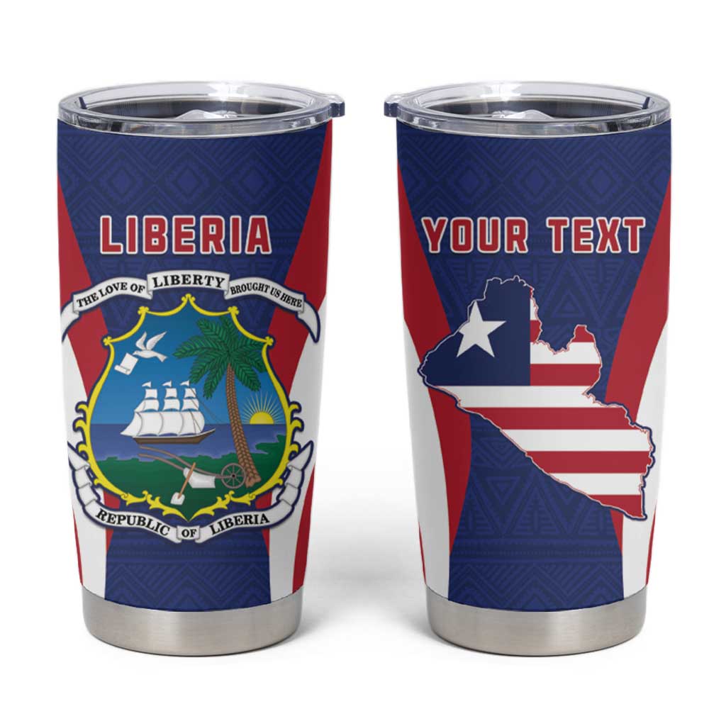 Personalised Liberia Tumbler Cup Coat Of Arms With Flag Map