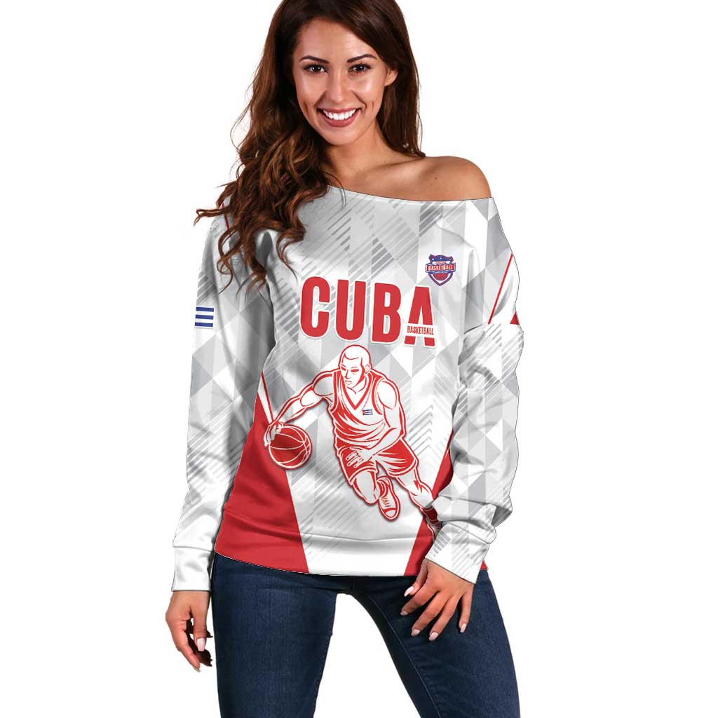 Custom Cuba Basketball Off Shoulder Sweater Sporty Style