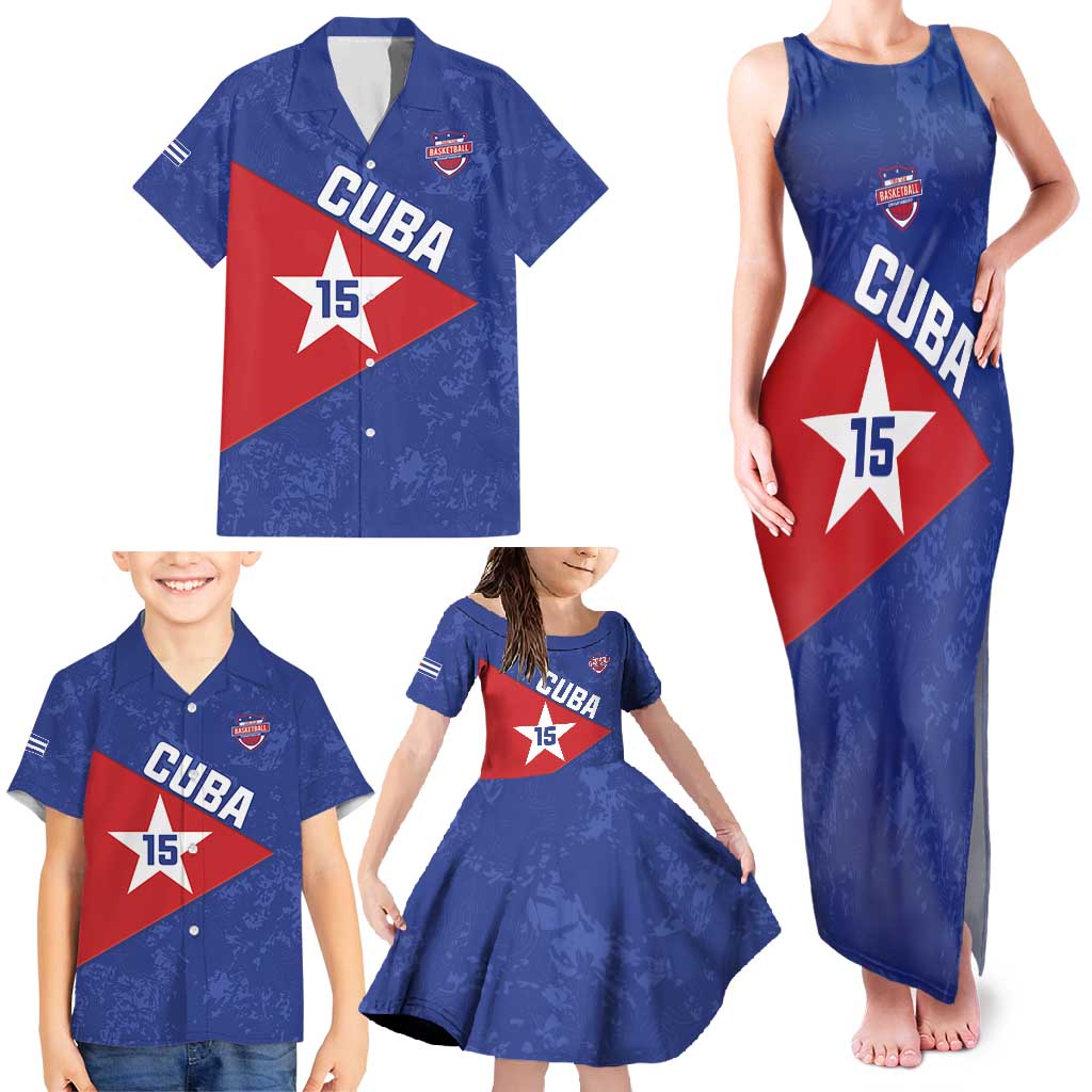 Custom Cuba Basketball Family Matching Tank Maxi Dress and Hawaiian Shirt Flag Style