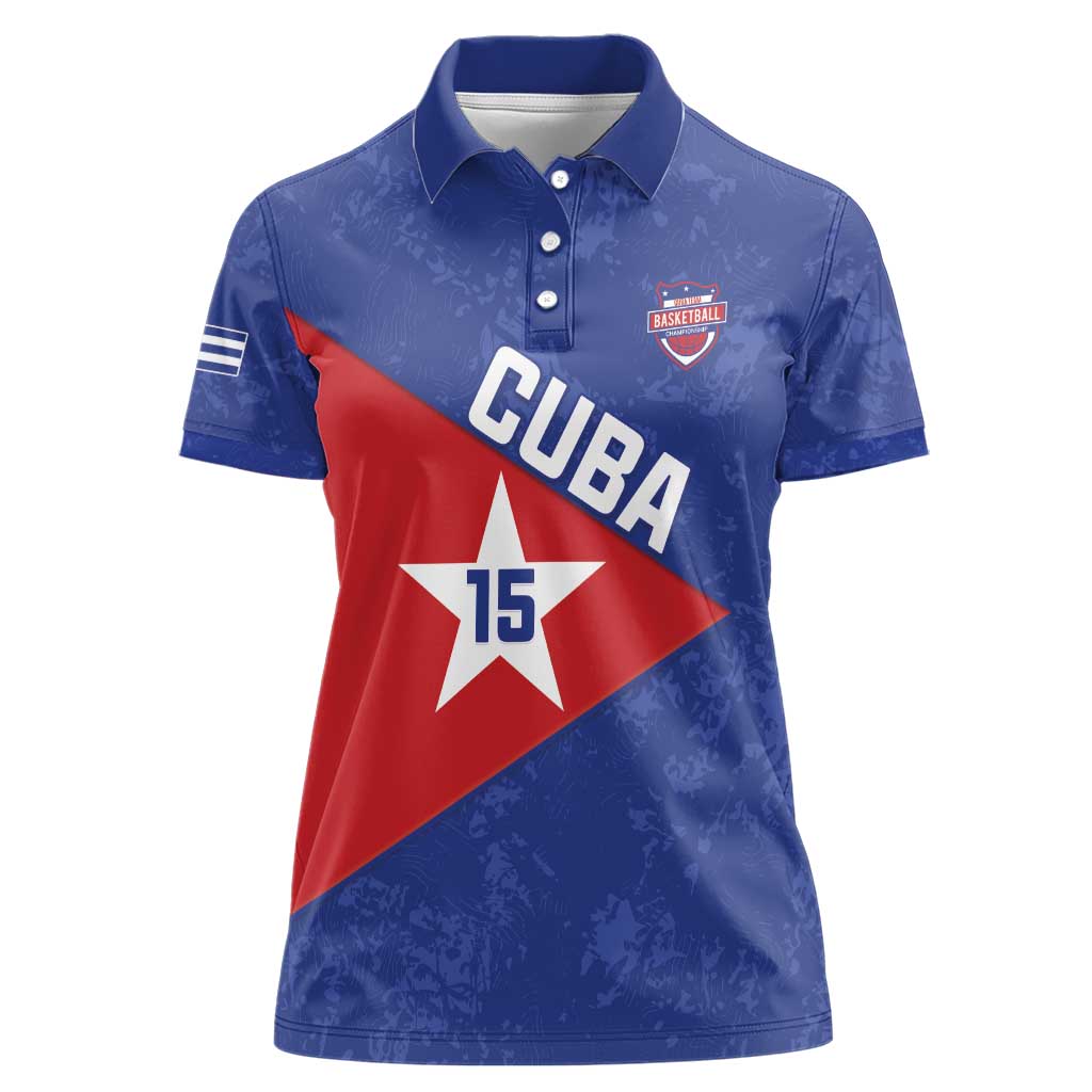 Custom Cuba Basketball Women Polo Shirt Flag Style