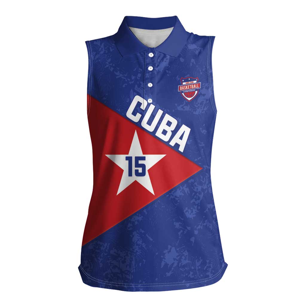 Custom Cuba Basketball Women Sleeveless Polo Shirt Flag Style