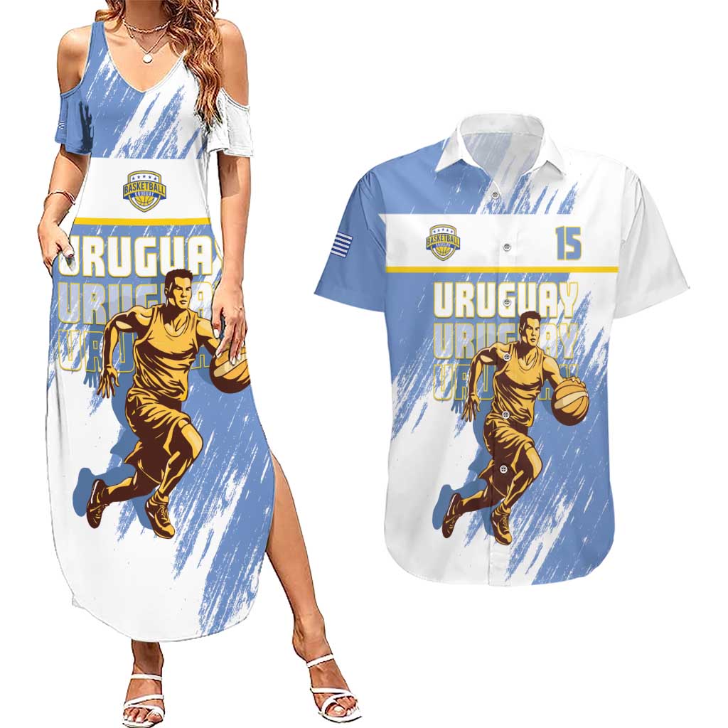 Custom Uruguay Basketball Couples Matching Summer Maxi Dress and Hawaiian Shirt Come On Charruas