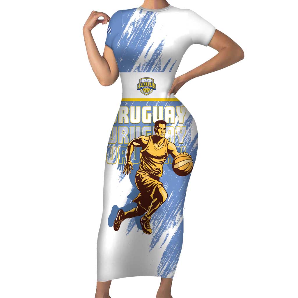 Custom Uruguay Basketball Short Sleeve Bodycon Dress Come On Charruas