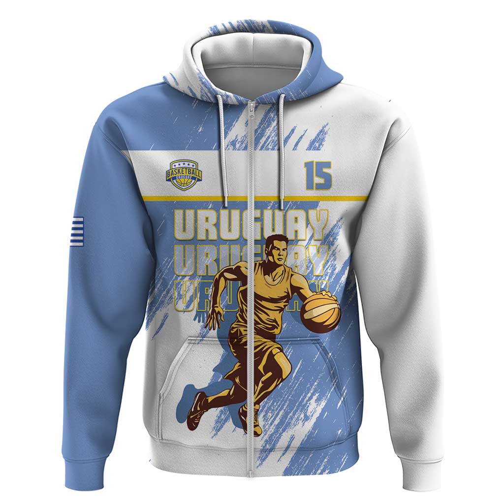 Custom Uruguay Basketball Zip Hoodie Come On Charruas