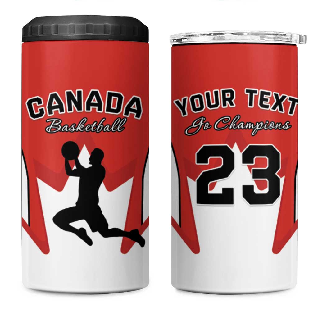 Custom Canada Basketball 4 in 1 Can Cooler Tumbler Go Champions Team Canada