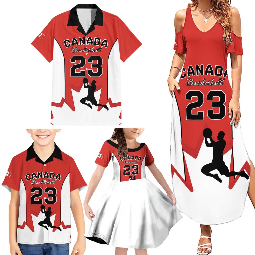 Custom Canada Basketball Family Matching Summer Maxi Dress and Hawaiian Shirt Go Champions Team Canada