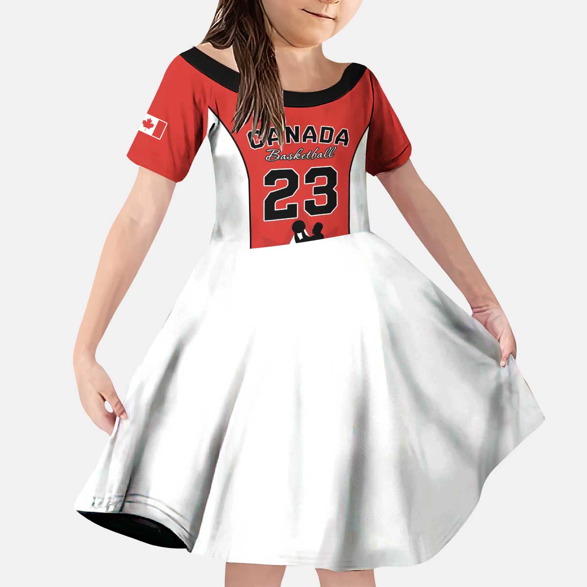 Custom Canada Basketball Kid Short Sleeve Dress Go Champions Team Canada