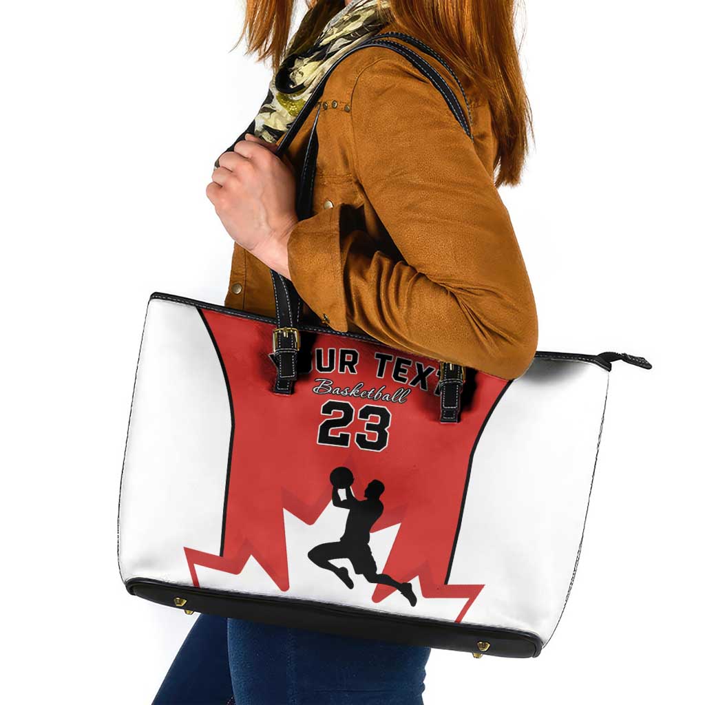 Custom Canada Basketball Leather Tote Bag Go Champions Team Canada