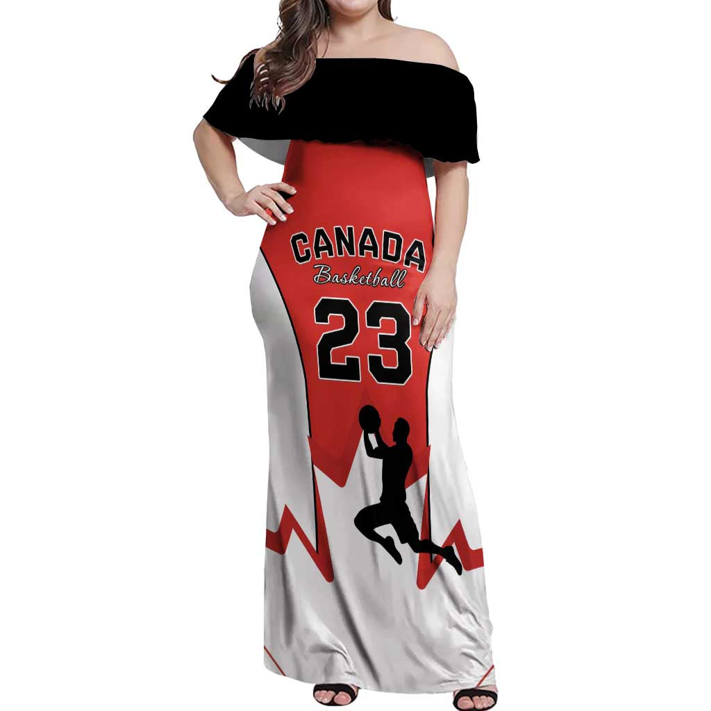 Custom Canada Basketball Off Shoulder Maxi Dress Go Champions Team Canada