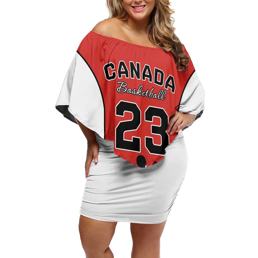 Custom Canada Basketball Off Shoulder Short Dress Go Champions Team Canada