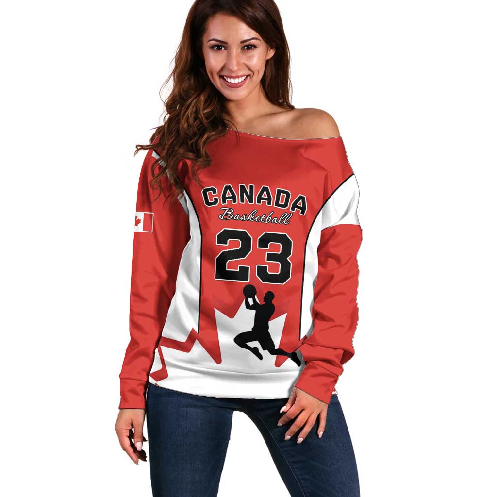 Custom Canada Basketball Off Shoulder Sweater Go Champions Team Canada