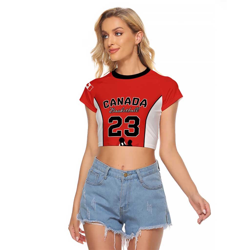 Custom Canada Basketball Raglan Cropped T Shirt Go Champions Team Canada