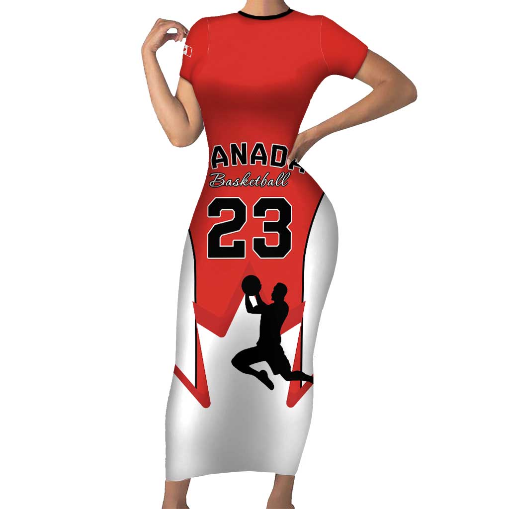 Custom Canada Basketball Short Sleeve Bodycon Dress Go Champions Team Canada