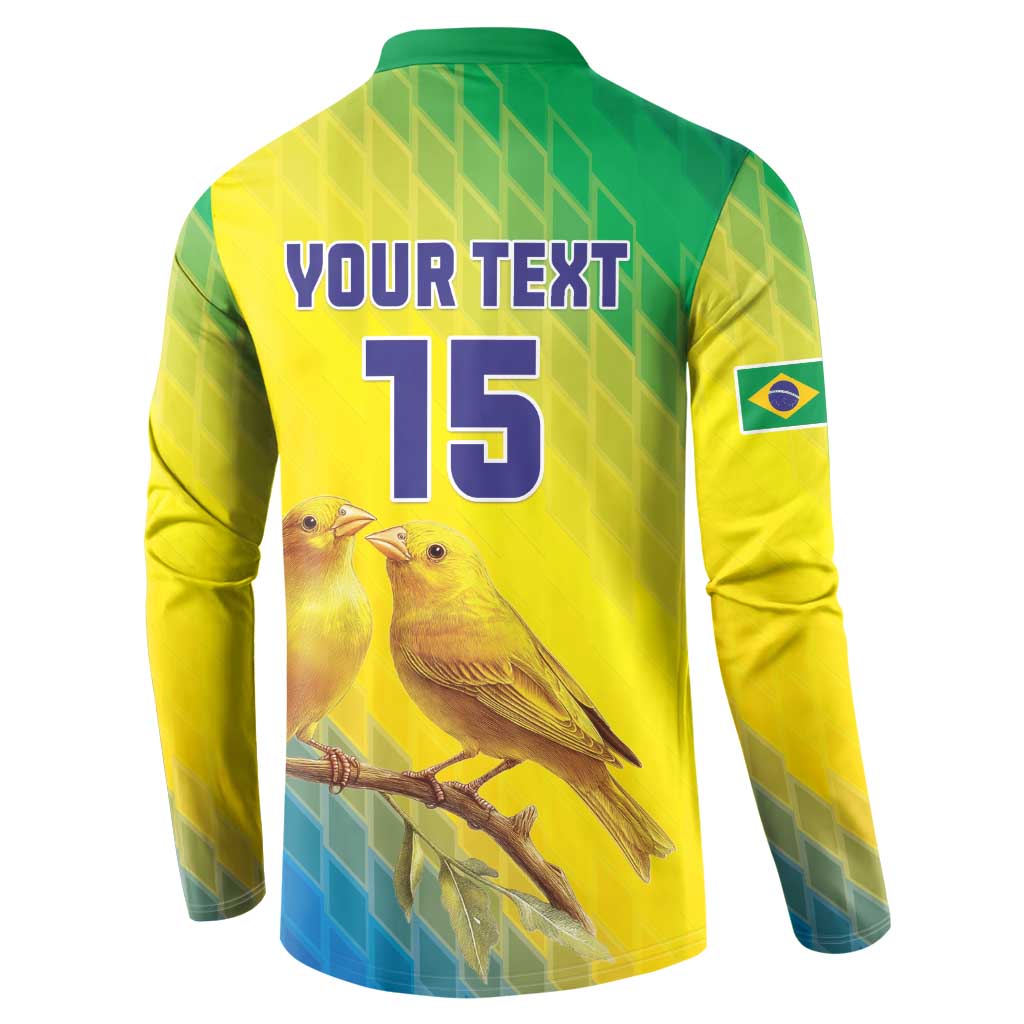 Custom Brazil Football Button Sweatshirt Go Canarinho Go