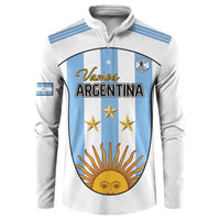 White custom button sweatshirt with Argentina graphic and crest on front