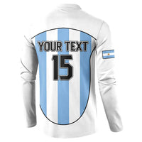White back print button sweatshirt with “YOUR TEXT” and “15”