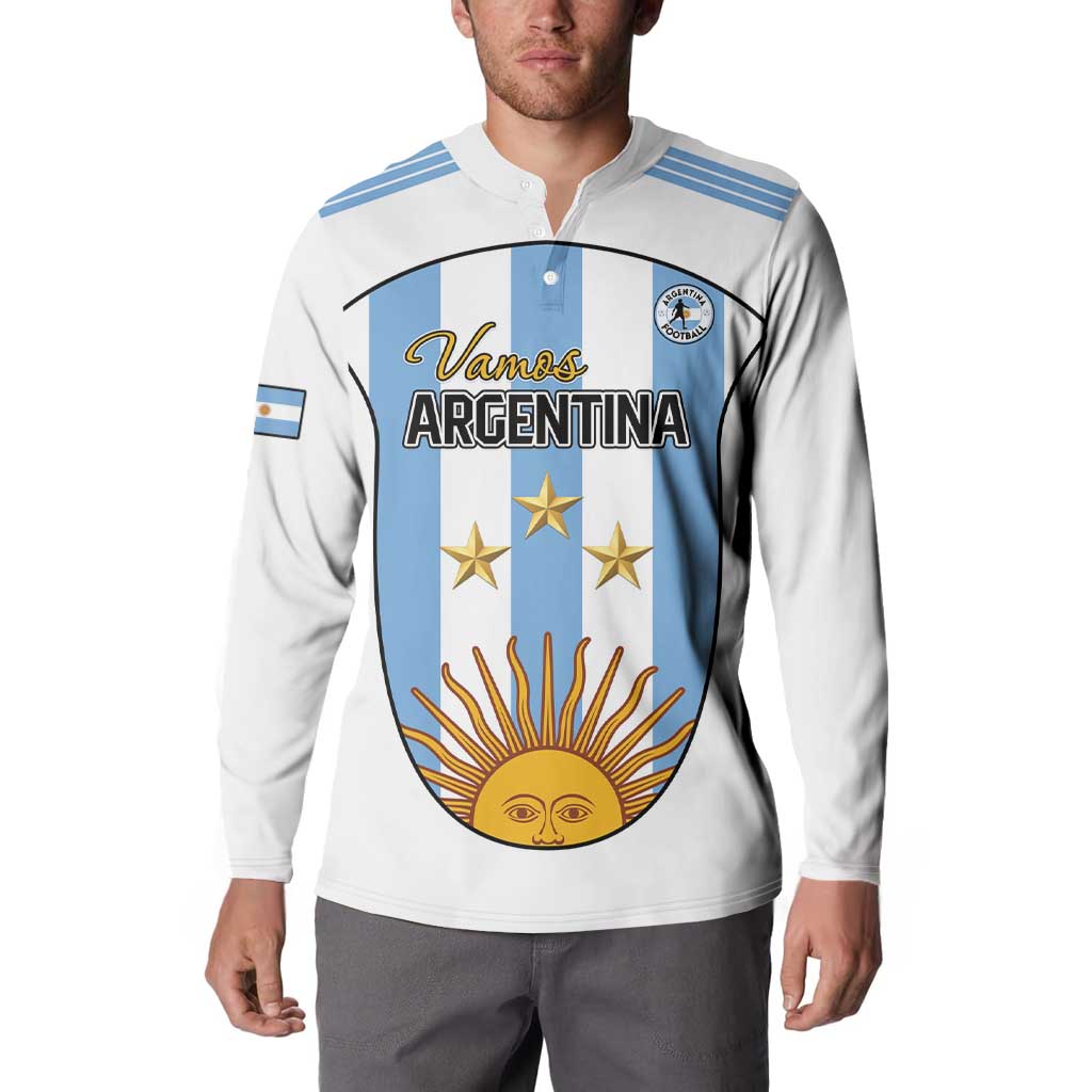 White custom button sweatshirt with Argentina front graphic and crest
