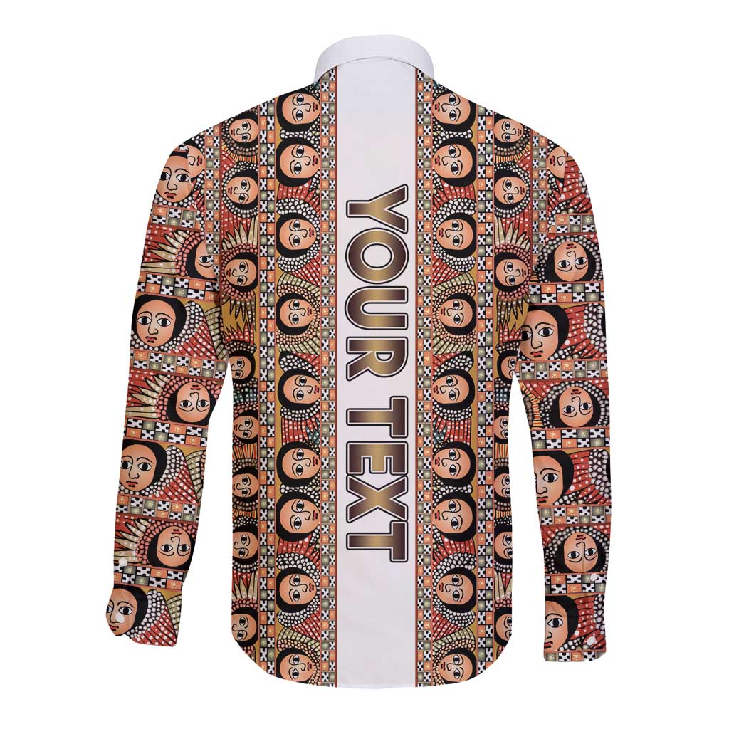 Personalized  Ethiopian Tewahedo Angel Orthodox Long Sleeve Button Shirt