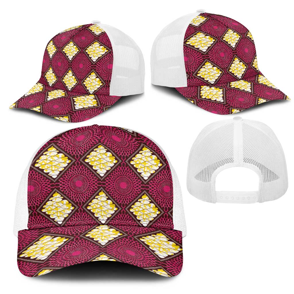 Ruby Gold African Ankara Pattern Baseball Net Cap